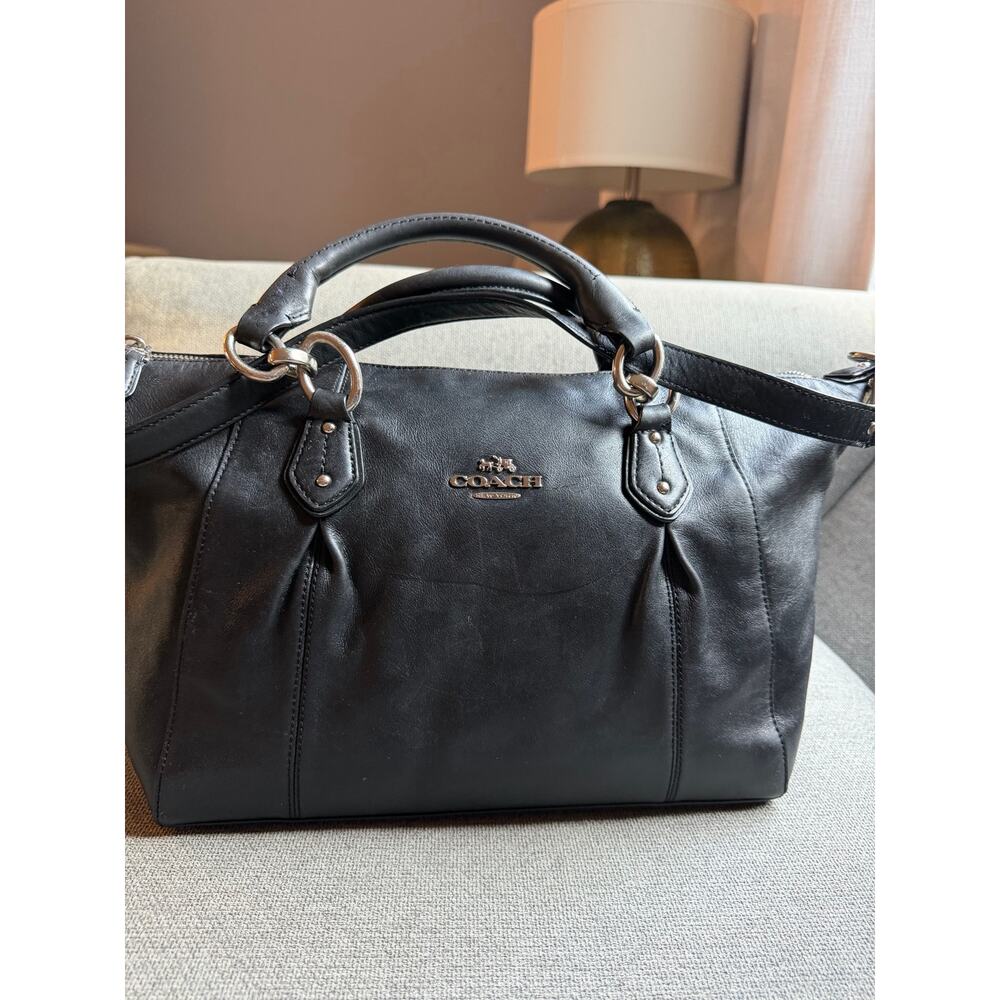 Coach Colette Satchel Black Leather Hand Bag Shoulder - Picture 2 of 15